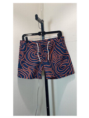 04651/A Trip in a Bag Swim Trunks in Navy & Orange Print, Sz S, $239, NWT #2623